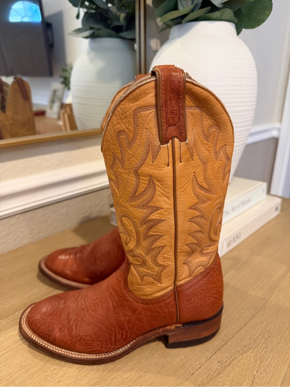 Boulet Cowboy Riding Boots Men's 5.5/Women’s 7 Tan Leather Country Western